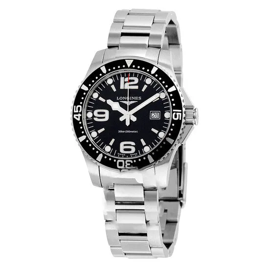 Original Longines HydroConquest Black Dial Stainless Steel Mens Watch L36404566 JMS always Bracelets