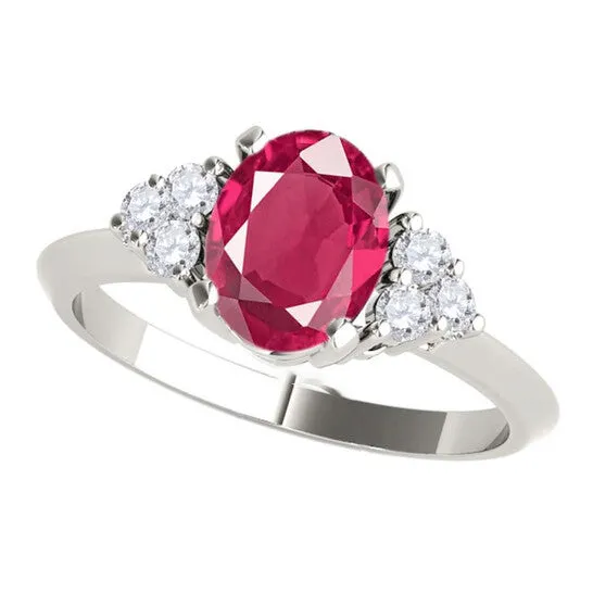Original Maulijewels 100 Carat Diamond Oval Shape Ruby Gemstone Ring In 10K White Rose Yellow Gold JMS always Rings