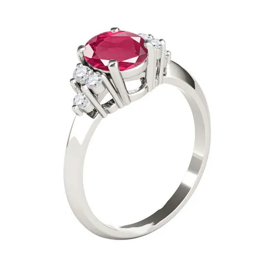 Original Maulijewels 100 Carat Diamond Oval Shape Ruby Gemstone Ring In 10K White Rose Yellow Gold JMS always Rings