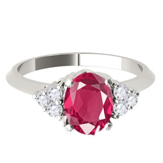 Original Maulijewels 100 Carat Diamond Oval Shape Ruby Gemstone Ring In 10K White Rose Yellow Gold JMS always Rings