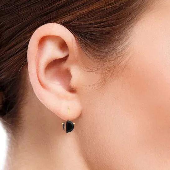 Original Maulijewels 38 Carat Black Round Natural Diamond Three Prong Set Womes Martini Leverback Earrings In 14K Solid Yellow Gold JMS always Earrings