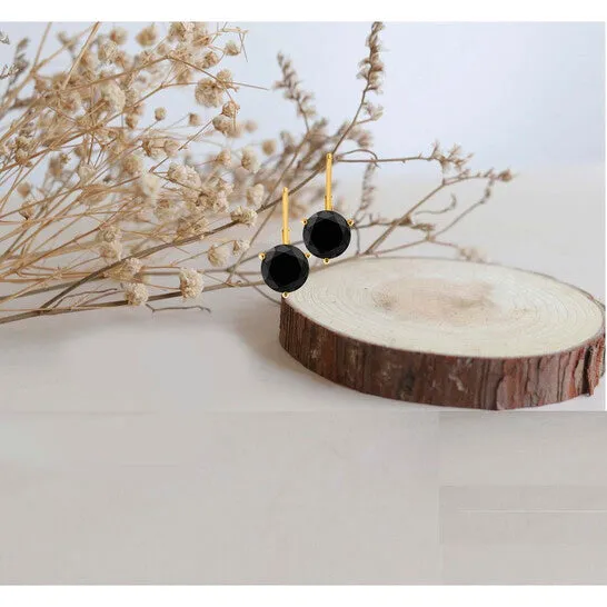 Original Maulijewels 38 Carat Black Round Natural Diamond Three Prong Set Womes Martini Leverback Earrings In 14K Solid Yellow Gold JMS always Earrings