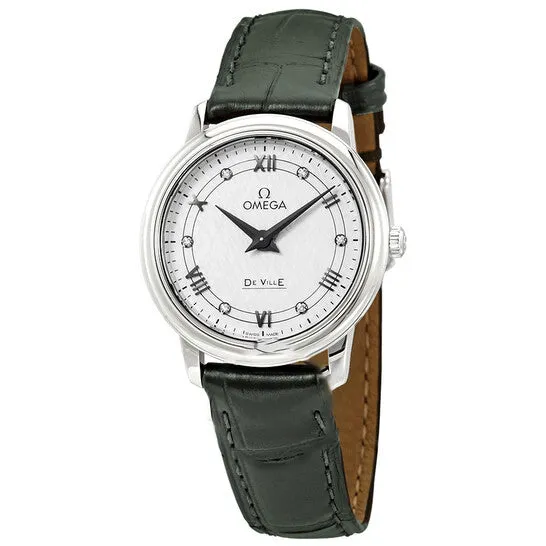 Original Omega De Ville Prestige White Silvery Diamond Dial Ladies Watch 42413276052002 JMS always Watches
