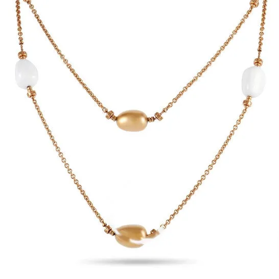 Original PreOwned Bvlgari Mediterranean Eden 18K Rose Gold White Agate Necklace JMS always Necklaces