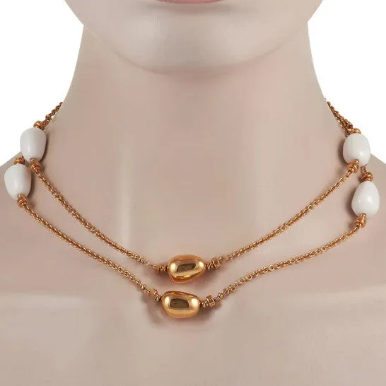 Original PreOwned Bvlgari Mediterranean Eden 18K Rose Gold White Agate Necklace JMS always Necklaces