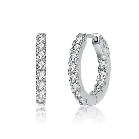 Original Rachel Glauber Rhodium Plated Round Cubic Zirconia Hoop Earrings JMS always Earrings