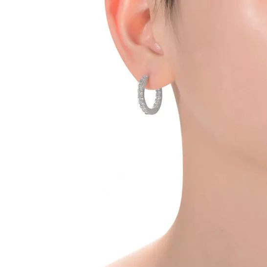 Original Rachel Glauber Rhodium Plated Round Cubic Zirconia Hoop Earrings JMS always Earrings