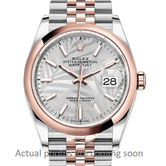Original Rolex Datejust 36 Automatic Silver Palm Motif Dial Chronometer Watch 126201SSPLMJ JMS always Watches