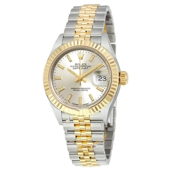 Original Rolex Lady Datejust Silver Dial Steel and 18K Yellow Gold Automatic Ladies Watch 279173 JMS always Earrings
