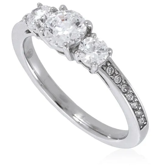 Original Swarovski SilverTone Round Cut Attract Trilogy Ring Size 52 JMS always Rings