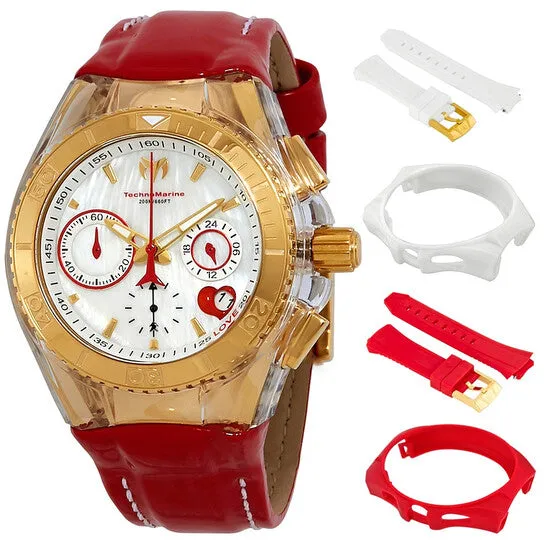 Original Technomarine Cruise Valentine Chronograph Quartz White Mother of Pearl Dial Ladies Watch TM117003 JMS always Watches