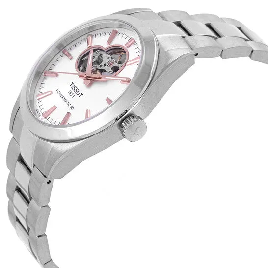 Original Tissot Gentleman Powermatic 80 Open Heart Automatic Silver Dial Watch T1274071103101 JMS always Rings