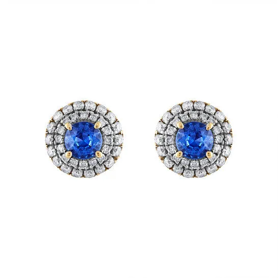 Original Tresorra 18K Yellow Gold Diamond Blue Sapphire Earrings JMS always Earrings