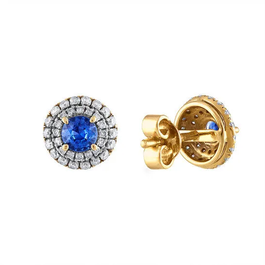 Original Tresorra 18K Yellow Gold Diamond Blue Sapphire Earrings JMS always Earrings Original Tresorra 18K Yellow Gold Diamond Blue Sapphire Earrings JMS always Earrings