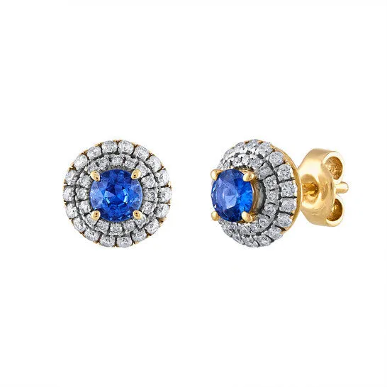 Original Tresorra 18K Yellow Gold Diamond Blue Sapphire Earrings JMS always Earrings Original Tresorra 18K Yellow Gold Diamond Blue Sapphire Earrings JMS always Earrings