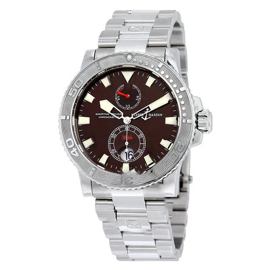Original Ulysse Nardine Maxi Marine Diver Burgundy Dial Stainless Steel Mens Watch 26333795 JMS always Bracelets