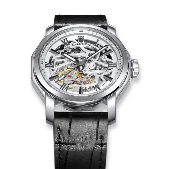 Original Waldhoff Republic II Silvertone Dial Mens Watch Republic II Diamond Silver JMS always Rings