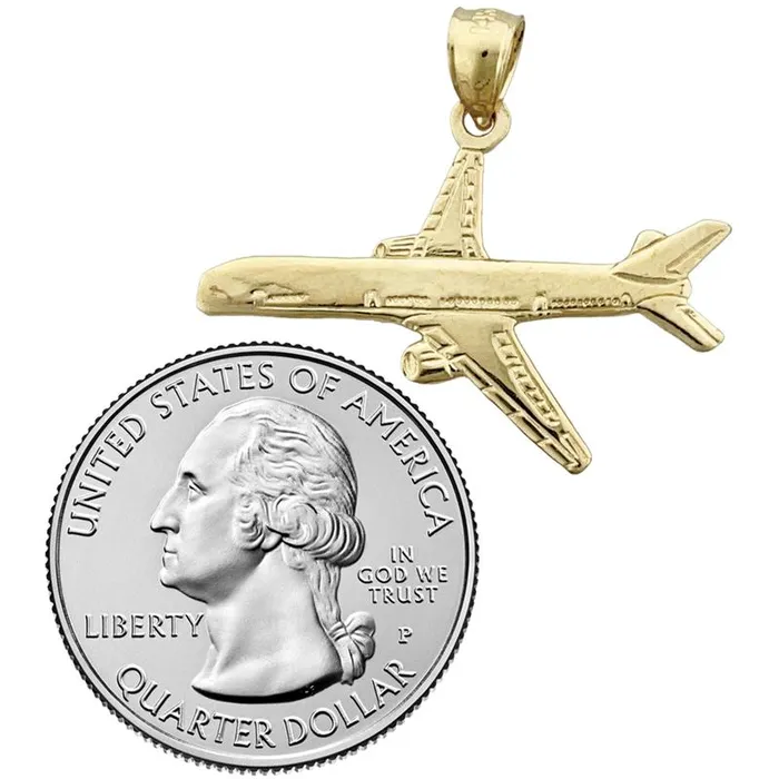 PreStyled Sets 14K Gold Two Engine Airplane Pendant Goldia