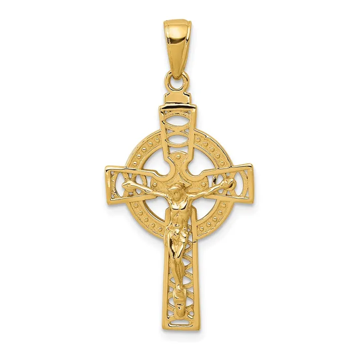 PreStyled Sets 14k Yellow Gold Polished Celtic Crucifix Pendant Goldia