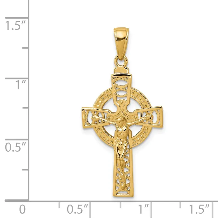 PreStyled Sets 14k Yellow Gold Polished Celtic Crucifix Pendant Goldia