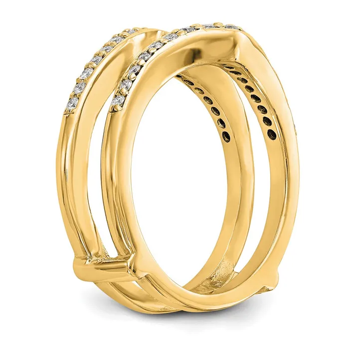 PreStyled Sets Goldia 047ct CZ Solid Real 14K Yellow Gold GuardRing