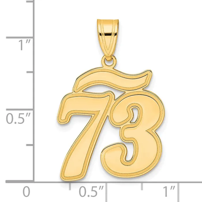 PreStyled Sets Goldia 14k Yellow Gold Brushed Border Script Number 73 Pendant