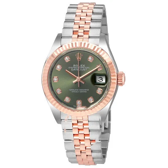 PreStyled Sets JMS always Original Rolex Lady Datejust Olive Dial Steel and 18K Everose Gold Ladies Watch 279171ODJ