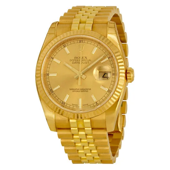 PreStyled Sets Original Rolex Oyster Perpetual Datejust 36 Champagne Dial 18K Yellow Gold Automatic Mens Watch 116238CSJ JMS always