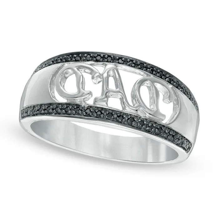 Rings 010 CT TW Enhanced Black Natural Diamond DAD Ring in Sterling Silver Goldia