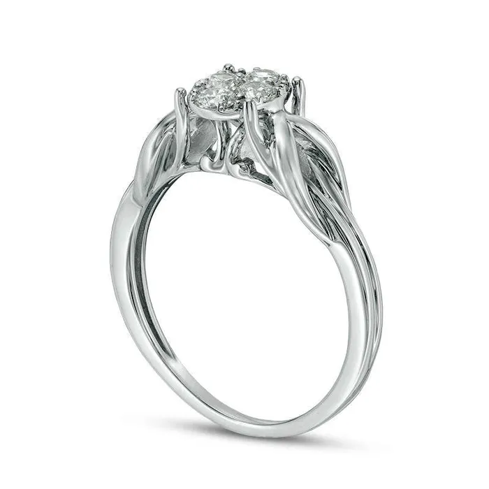 Rings 033 CT TW Composite Natural Diamond OvalShaped KnotSides Engagement Ring in Solid 10K White Gold Goldia