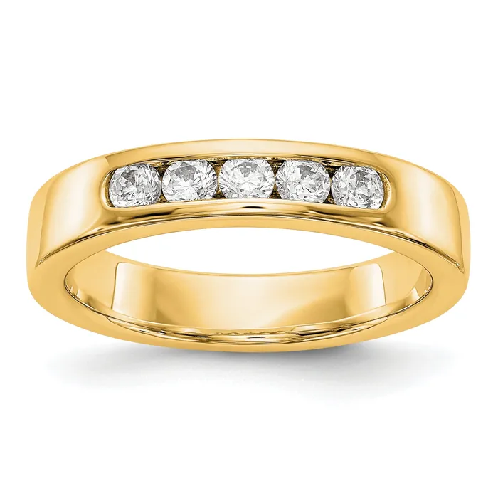 Rings 035ct CZ Solid Real 14K Yellow Gold 526mm Stone Channel Wedding Band Ring Goldia