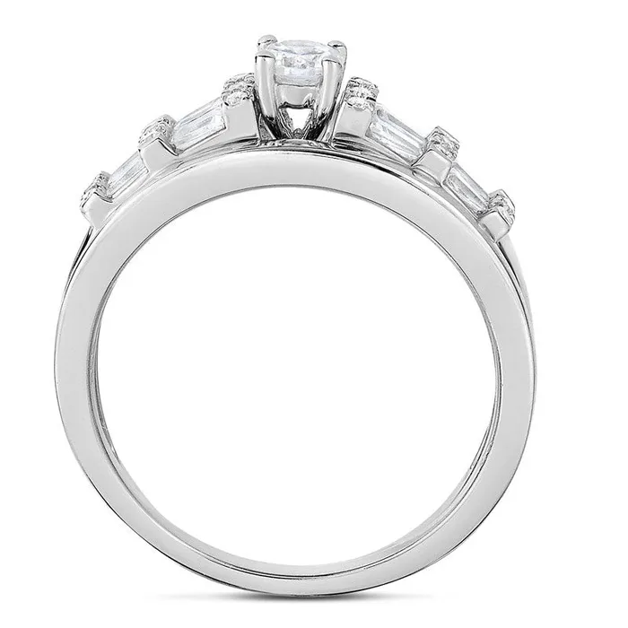 Rings 050 CT TW Natural Diamond Bridal Engagement Ring Set in Solid 14K White Gold Goldia