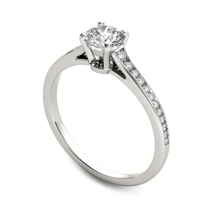 Rings 075 CT TW Natural Diamond Engagement Ring in Solid 14K White Gold Goldia