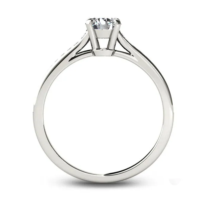 Rings 075 CT TW Natural Diamond Engagement Ring in Solid 14K White Gold Goldia