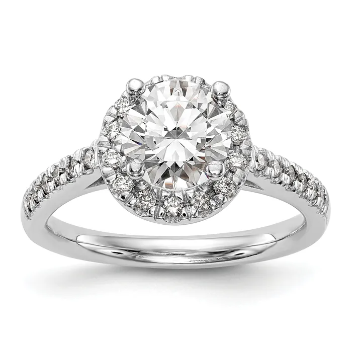 Rings 075ct CZ Solid Real 14K White Gold Round Halo Engagement Ring Goldia