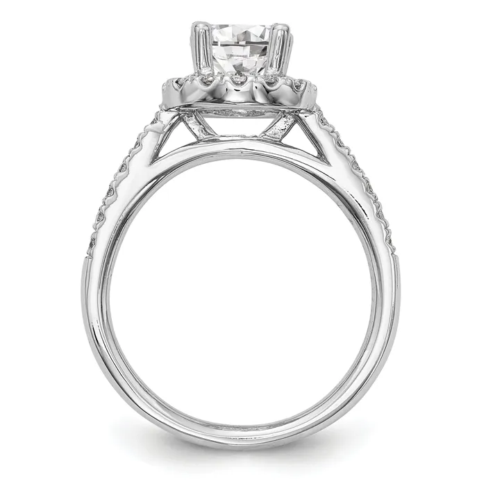 Rings 075ct CZ Solid Real 14K White Gold Round Halo Engagement Ring Goldia