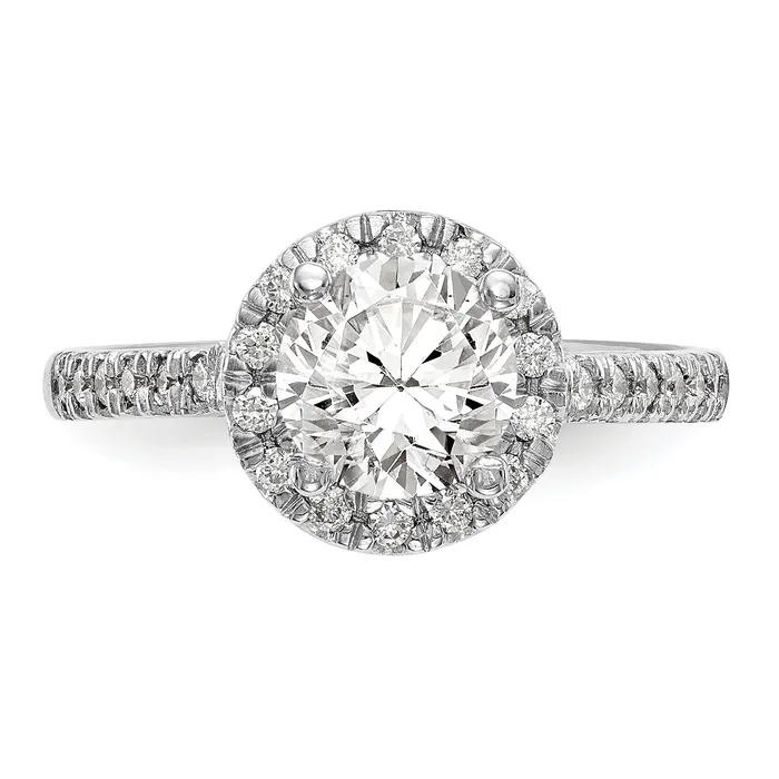 Rings 075ct CZ Solid Real 14K White Gold Round Halo Engagement Ring Goldia