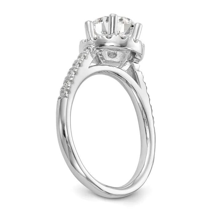 Rings 075ct CZ Solid Real 14K White Gold Round Halo Engagement Ring Goldia