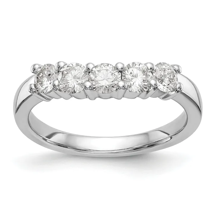 Rings 080ct CZ Solid Real 14K White Gold 5Stone Wedding Band Ring Goldia