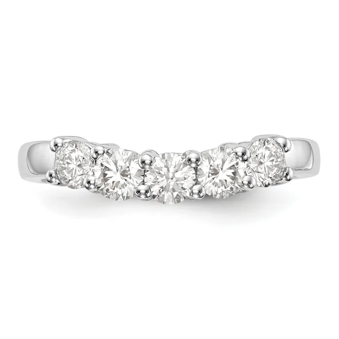 Rings 080ct CZ Solid Real 14K White Gold 5Stone Wedding Band Ring Goldia