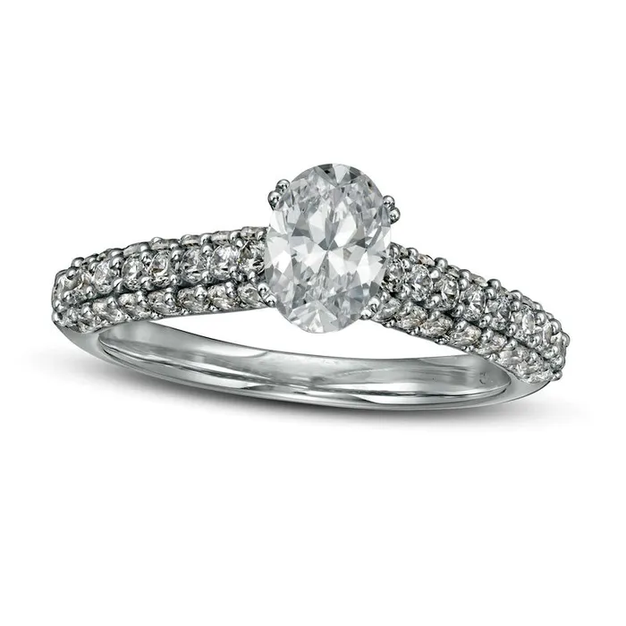 Rings 15 CT TW Certified Oval LabCreated Diamond Engagement Ring in Solid 14K White Gold FVS2 Goldia