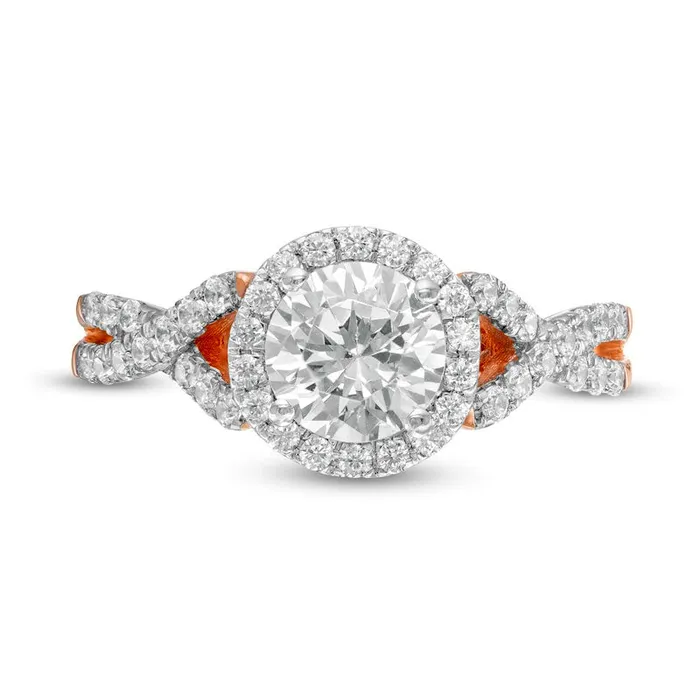 Rings 15 CT TW Natural Diamond Frame Twist Shank Engagement Ring in Solid 10K Rose Gold Goldia
