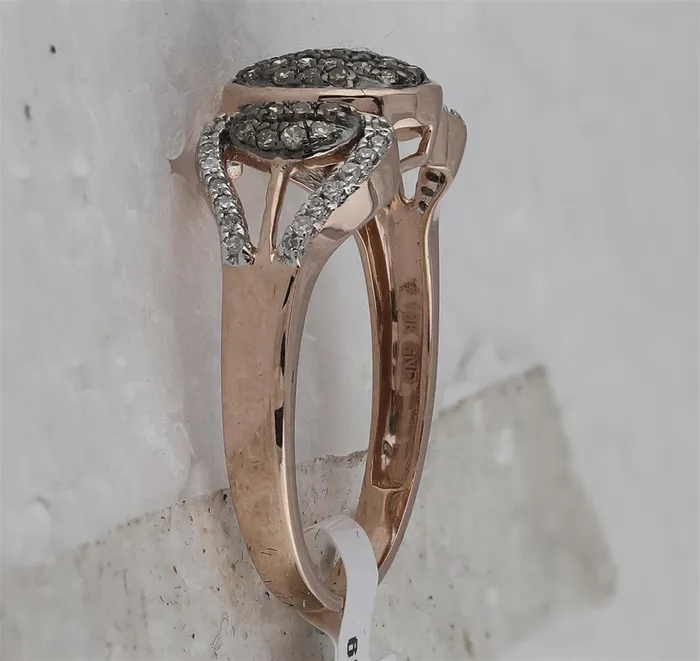 Rings 10k Rose Gold Round Brown Diamond Oval Cluster Ring 13 Cttw gndatlanta