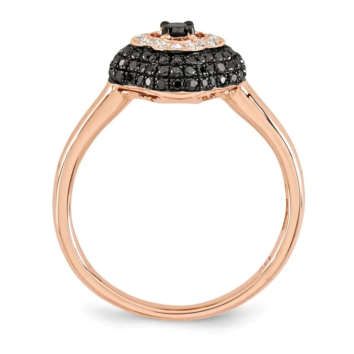 Rings 14k Rose Gold Black u0026 White Real Diamond Ring Goldia
