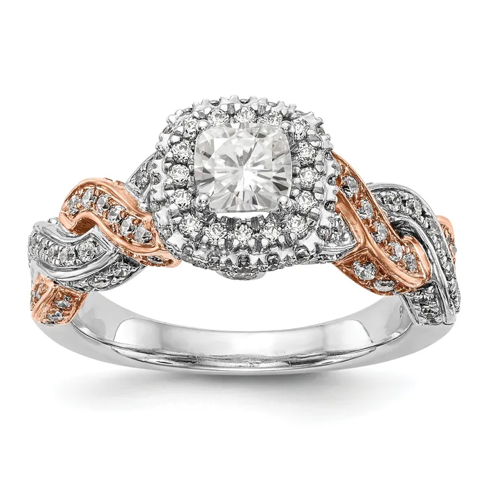 Rings 14K RoseWhite Gold Diamond Cushion CZ Halo Engagement Ring Goldiacom