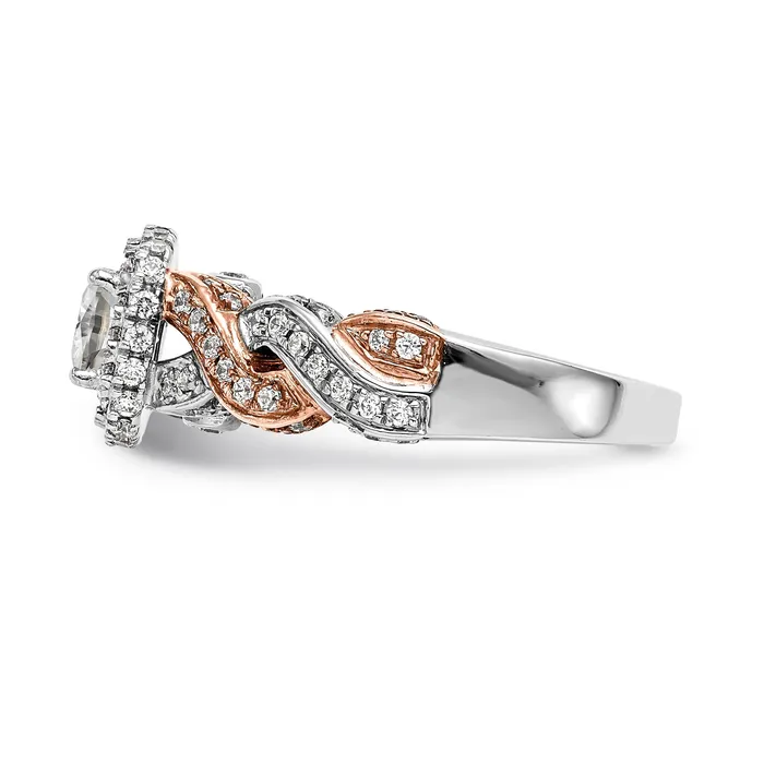 Rings 14K RoseWhite Gold Diamond Cushion CZ Halo Engagement Ring Goldiacom