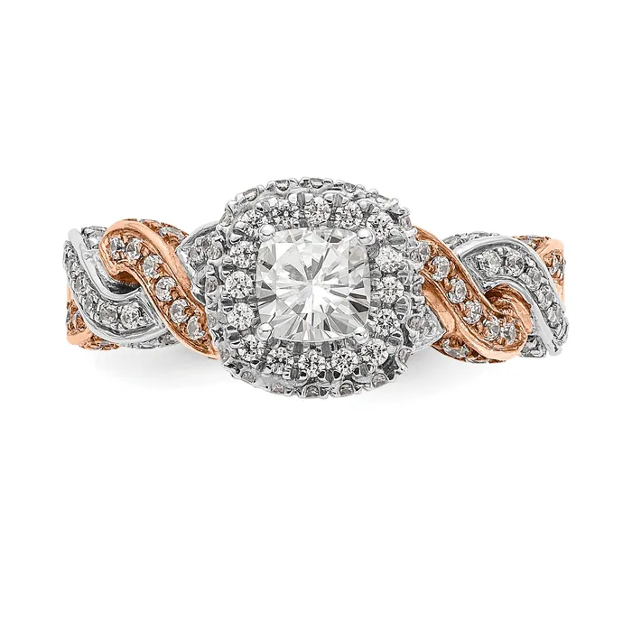 Rings 14K RoseWhite Gold Diamond Cushion CZ Halo Engagement Ring Goldiacom