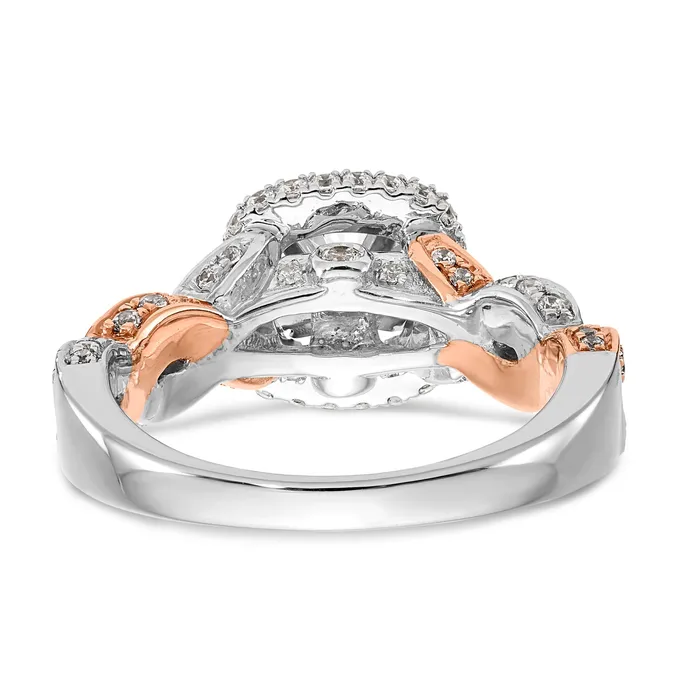 Rings 14K RoseWhite Gold Diamond Cushion CZ Halo Engagement Ring Goldiacom