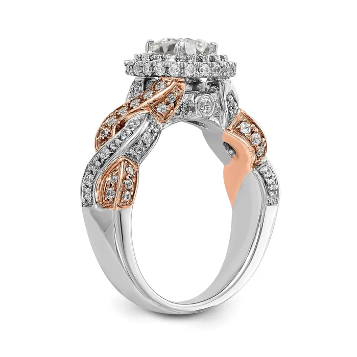 Rings 14K RoseWhite Gold Diamond Cushion CZ Halo Engagement Ring Goldiacom