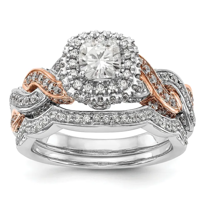 Rings 14K RoseWhite Gold Diamond Cushion CZ Halo Engagement Ring Goldiacom